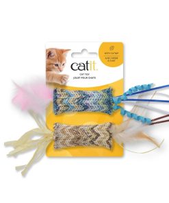 Jouet Cylindre avec Plumes Naturelles pour chat, Paquet de 2 – Catit